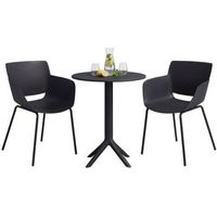set de muebles de jardin siora con 2 sillas para balcon y terraza plastico negro 60x168x80 cm clp