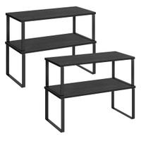 juego de 4 organizadores de cocina apilables de acero negro