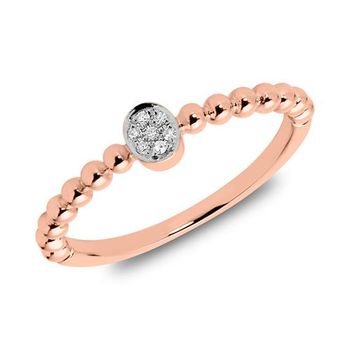 Anillo de diamantes en oro rosa de 14 quilates