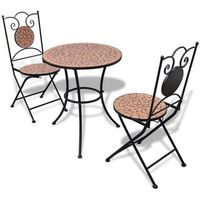 set de mesa y sillas de jardin 3 piezas con mosaico terracota vidaxl