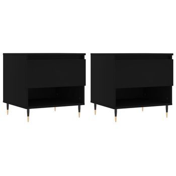 Pack 2 Uds Mesas De Centro，mesa Auxiliar，mesa De Café Madera De Ingeniería Negro 50x46x50 Cm