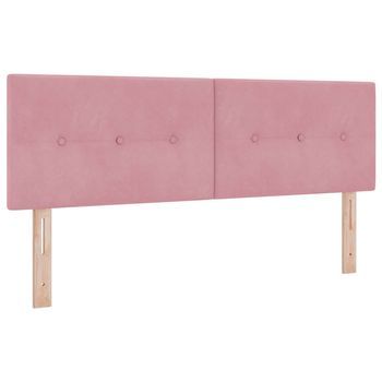 Cabecero Led Con Tiras Led Manual Rosa 160 Cm Terciopelo Vidaxl