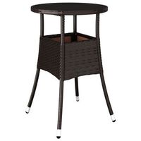 mesa de jardin  mesa de exterior vidrio templado ratan sintetico marron o60x75 cm