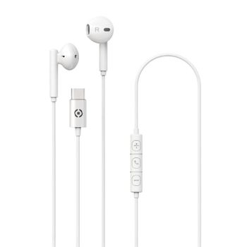 Auriculares Celly UP1100TYPECWH con cable USB-C Intraurales para llamadas y música blancos