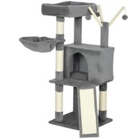 pawhut arbol para gatos torre de juegos para gatos rascadores y tapete en sisal plataforma refugio hamaca 405 x 405 x 103 cm gris   aosom espana