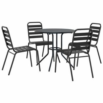 Pack 5 Uds Sillas Jardín | Silla De Exterior | Sillón Apilables Acero Recubrimiento Polvo Gris