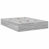 estructura de cama con almacenamiento gris sonoma 140 x 200 cm