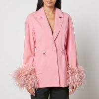 sleeper girl with pearl feather-trimmed crepe blazer - s