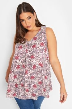 Yours Top Con Vuelo Rojo Paisley, Mujer Curvy Y Tallas Grandes, Yours