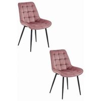 set de 2 silla de comedor terciopelo valora bera asiento acolchado de terciopelo rosa oscuro