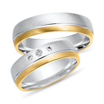 Alianzas 8 quilates oro amarillo-blanco 3 diamantes