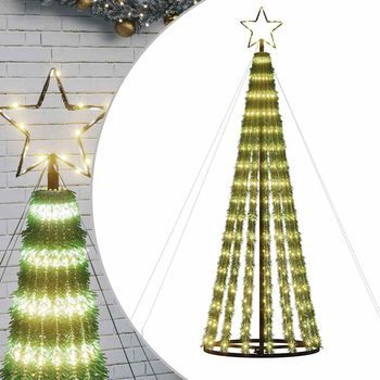 Árbol De Navidad Led 275 Leds Blanco Cálido 180 Cm Vidaxl