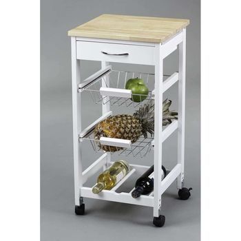 Carro Para Cocina Con Cestas Y Botellero Móvil
