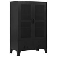 armario oficina indutrial puertas malla acero negro 75x40x120cm vidaxl