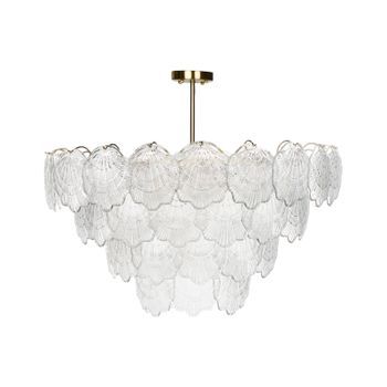 Lámpara De Araña Colgante Glamurosa Fabricada En Vidrio Metal Y Latón Transparente ⌀ 80 Cm Temash
