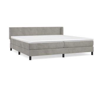 Cama box spring con colchón terciopelo gris claro 200x200 cm diseño plano