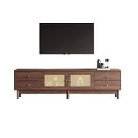 mueble de tv de 180 cm en acabado madera oscura 4 cajones y puertas de ratan