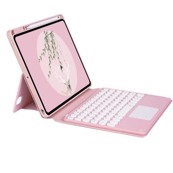 Royal Bailey Sy12c Funda Con Bluetooth Teclado Para Ipad 10.2(2021/2020/2019)/ipad Air 10.5/ipad Pro 10.5 Rosa