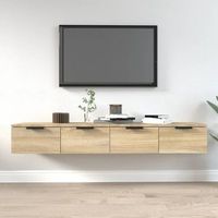 pack 2 uds armarios de pared  mueble pared contrachapada roble sonoma 68x30x20 cm cfw741720