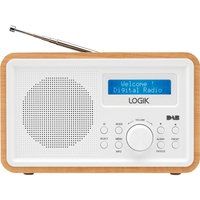 logik lhdr15 portable dabfm clock radio - light wood  white white