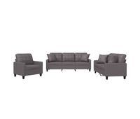 vidaxl juego de sofas con cojines 3 piezas cuero sintetico gris
