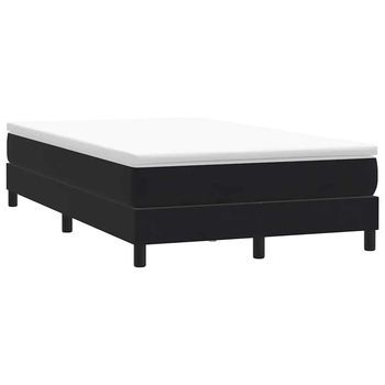 Cama Matrimonial | Cama Para Adultos | Cama Box Spring Sin Colchón Cuero Sintético Negro 120x210 Cm Cfw3696572