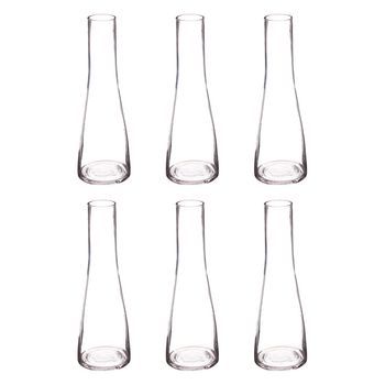 Pack 6 Floreros De Cristal Con Base Ancha 6x6x22 Cm Color: Transparente