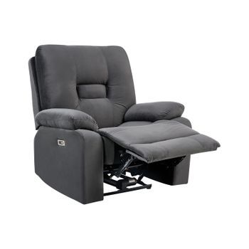 Sillón Reclinable Moderno De Terciopelo Reclinable Eléctricamente Gris Oscuro Bergen