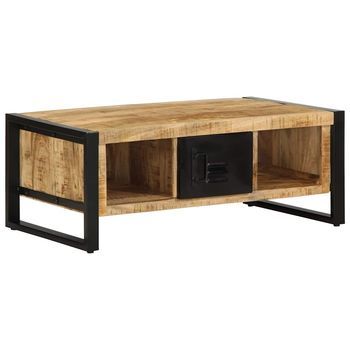 Mesa De Centro De Madera Maciza De Mango Rugosa 90x50x36 Cm Vidaxl