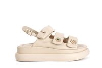 sandalias de piel con botones y velcro beige 37