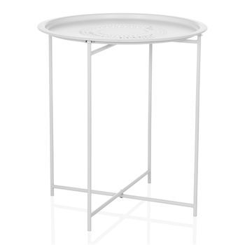 Mesa Auxiliar / Mesa De Centro / Mesa De Sofá Allrund Metal Blanco Hjh Living