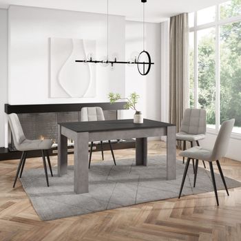 Mesa comedor efecto madera negro y cemento 140x90x76cm