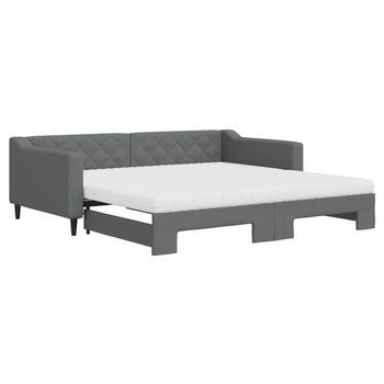 Sofá Cama Nido Con Colchón Tela Gris Oscuro 100x200 Cm Vidaxl
