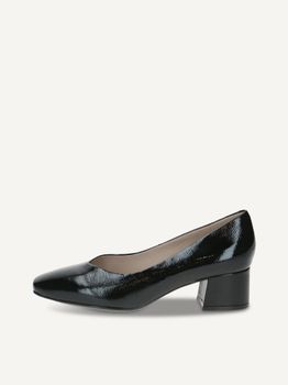 CAPRICE Pumps, black, made of Leather with Trapeze heel, Size 36
