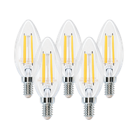 aigostar bombilla vela de filamento led e14 vintage 4w equivalente a 40 w rblanco calido 2700k 470 lumen transparente bombillas led no regulable 5 unidades