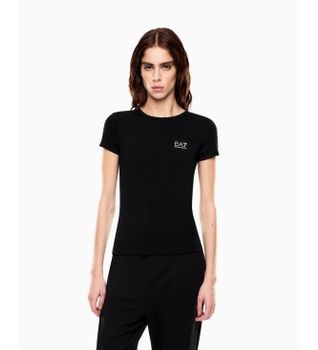 EA7 para mujer. 7W001149_AF12945 Camiseta Natural Ventus negro (M), Casual, Manga corta, Poliéster Reciclado