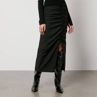 ganni ruched crepe midi skirt - eu 36uk 8