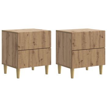 Armario De Noche 2 Uds. Roble Artisan 43 X 34,5 X 48 Cm Vidaxl