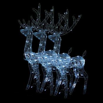Adorno De Renos De Navidad Acrílico 3 Uds Blanco Frío 128 Cm Vidaxl