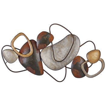 Decoración De Pared De Metal Marrón Dorado Latón 88 X 50 Cm Geométrico Cobalt