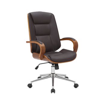 Silla de oficina giratoria regulable en Simil cuero Nogal/marrón