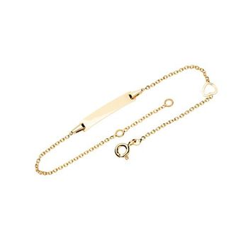 Pulsera grabable 14 quilates oro con corazón