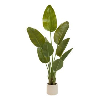 Bananero Artificial Lora H140 Cm Con Maceta Blanca