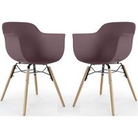 silla de comedor - diseno escandinavo - patas de madera - pack de 2 - nordika topo