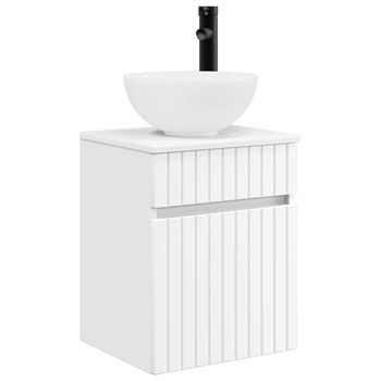 Vanidad De Lavabo Montada En La Pared Blanco 39 X 35 X 63 Cm Vidaxl