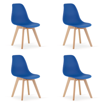Set De 4 Silla De Comedor Polipropileno Valora Kito Asiento Ergonómico Azul
