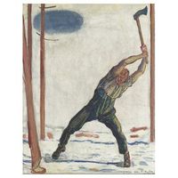 legendarte - cuadro lienzo impresion digital - el lenador - ferdinand hodler - decoracion pared cm 60x80