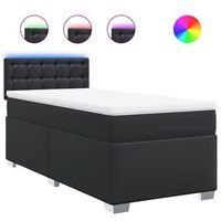 cama individual  cama de adulto  cama box spring con colchon cuero sintetico negro 80x200 cm