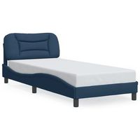 cama individual  cama para adulto  estructura de cama con led sin colchon hvar tela azul 90x190 cm