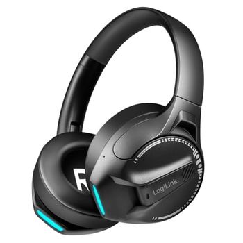 LogiLink BT0070 - BT 6.0 - Auriculares para Videojuegos, 3,5 mm AUX, Diadema Ajustable, 50 Horas de duración de la batería, Color Negro